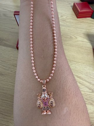 Cadena Militar Diamantada Oro Rosa 65cm
