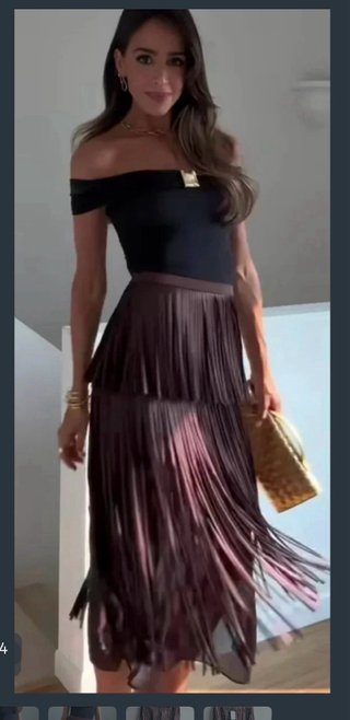 Falda midi de flecos Zara - Nuevo