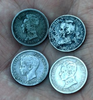 Lote de 4 Monedas de Plata Alfonso XIII y XII