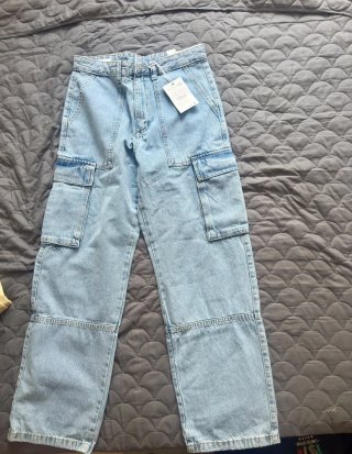 Pantalón Cargo Vaquero Pull & Bear Talla M