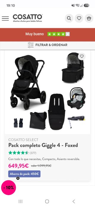 Cochecito Bebé Cosatto Giggle 4 Foxed NUEVO