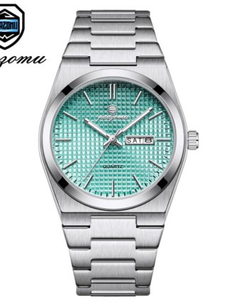 Reloj Pagzomu Plateado con Esfera Turquesa