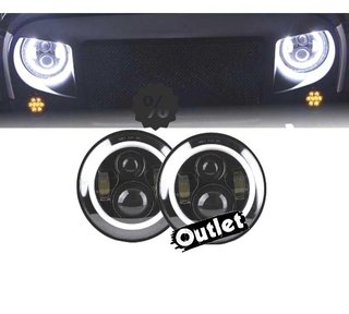 JI FAROS PARA JEEP WRANGLER 96-18 OJOS ANGEL LED NEGRO R0160