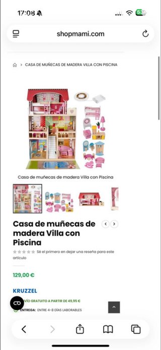 Casa de Muñecas de Madera Villa con Piscina