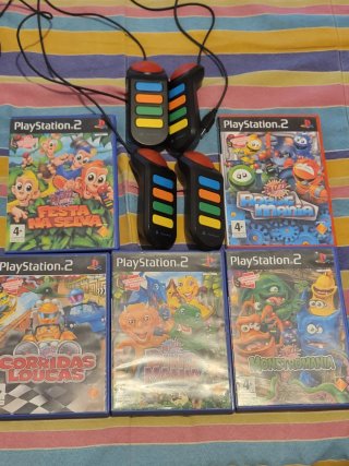 Lote 5 Jogos Buzz! PS2 com Comandos