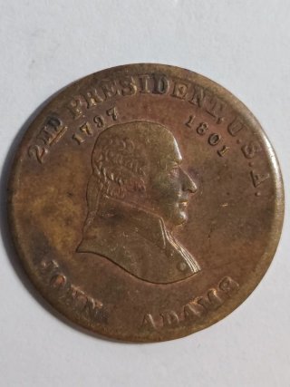 Moneda Token John Adams (1797-1801) bronce.