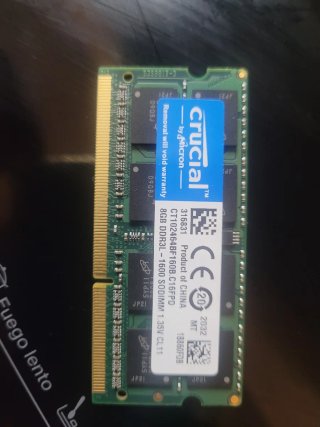 Memoria RAM Crucial 8GB DDR3L-1600 SODIMM