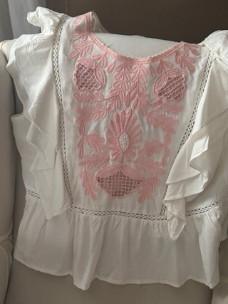 Blusa Birdsda Blanca y Rosa