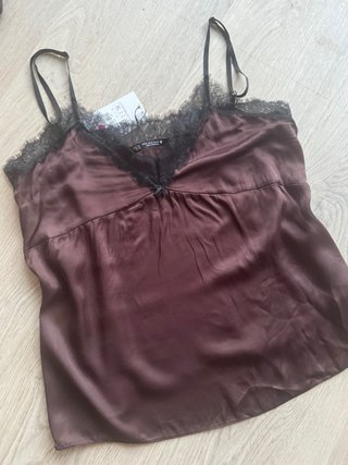 Top lencero Zara marrón talla XL