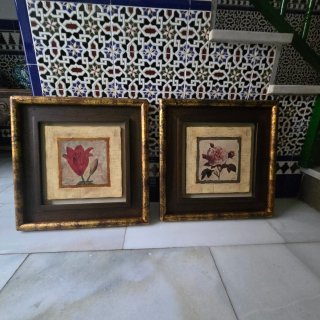 Pareja de cuadros con motivos florales