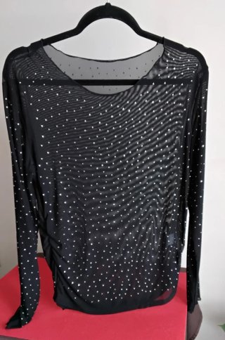 Camiseta Transparente Negra con Brillantes