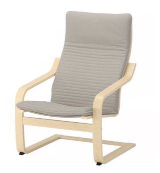 Sillón IKEA de madera y tela beige