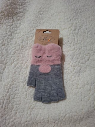 Guantes sin dedos Min Gris y Rosa