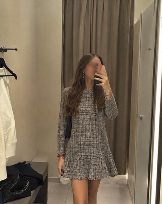 Vestido Mango Estampado Cuadros