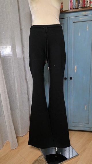 Pantalón Flare Elástico Zara Negro