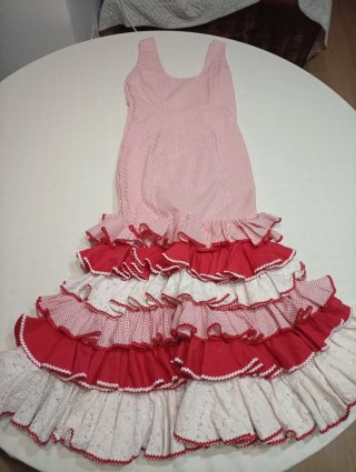 519 Traje de Gitana Rojo y Blanco Talla S