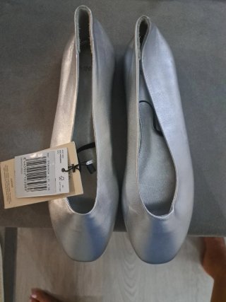 Manoletinas Mango Plateadas Talla 38