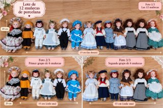 Lote de 12 Muñecas de Porcelana Españolas