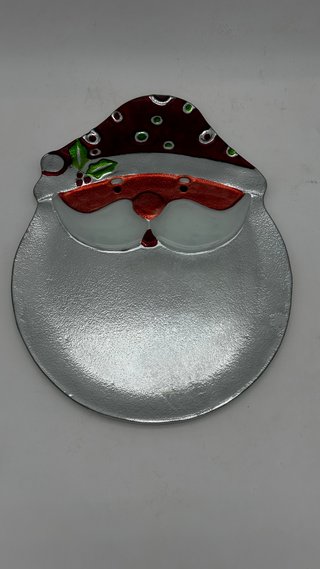Bandeja de Papá Noel plateado con Cristal