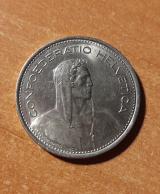 Moneda 5 Francos Suizos 1968