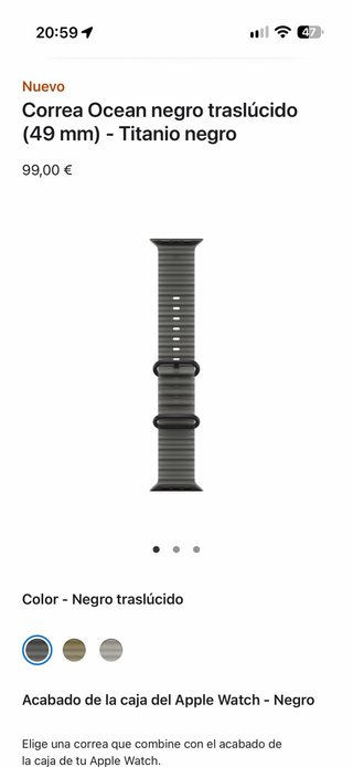 Correa Ocean Apple Watch Ultra 49mm Negro