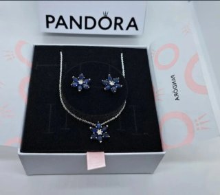 Conjunto Pandora Plata y Piedras Azules