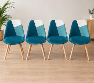 Set de 4 Sillas Turquesa y Blancas