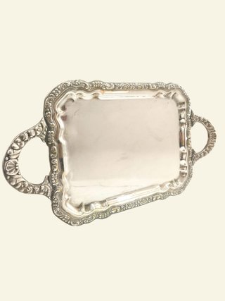 Bandeja barroca metal plateado conchas 47 cm