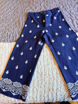 Pantalón Zara Azul Estampado Talla M
