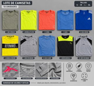 Lote de 10 Camisetas Deportivas Varias