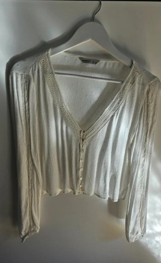 Blusa Crop Top Blanca Stradivarius