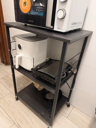 Tavolo Ausiliare con Ruote Nero per Cucina o Giardino