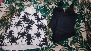 Conjunto Verano Bañador con Blusa Palmeras