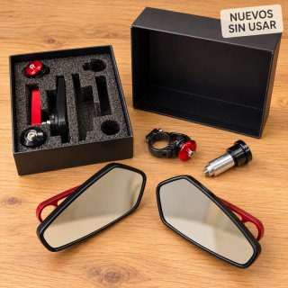 Pareja retrovisores moto bar-end negros y rojos