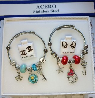 Set de 2 Pulseras y Pendientes de Acero