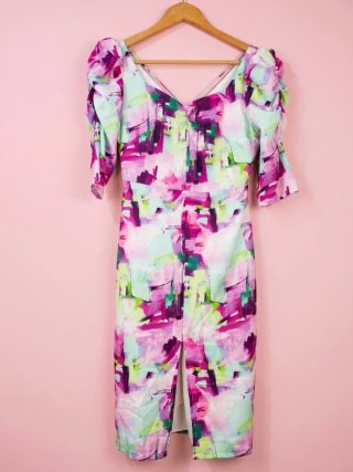 Vestido con Estampado Abstracto Floral