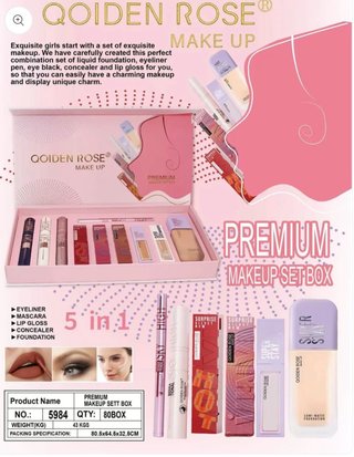 Set de Maquillaje Qoiden Rose 5 en 1