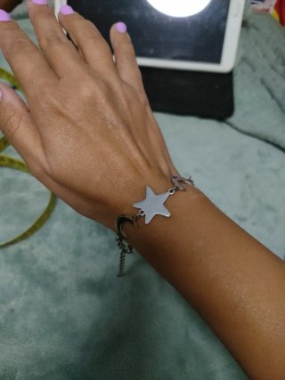 Pulsera de Luna y Estrella Plateada