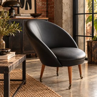 Butaca Vintage de Piel Negra