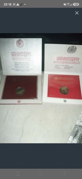 2 Monedas Conmemorativas Vaticano 2 Euro