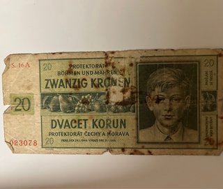 Billete Ocupación Nazi 20 Coronas 1944 Bohemia y M
