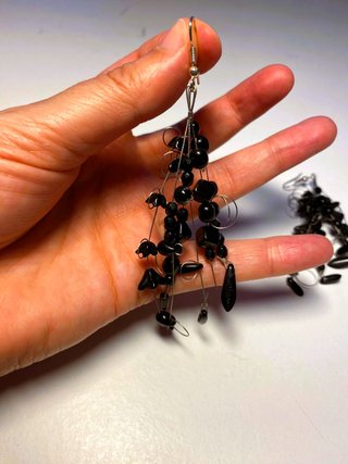 Pendientes largos de Abalorios Negros
