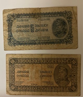 2 Billetes Históricos Yugoslavia 1944 Partisanos