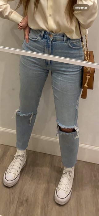 Pantalones Mom Fit Azules mujer
