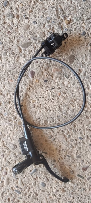 Freno de disco hidráulico delantero de bicicleta.