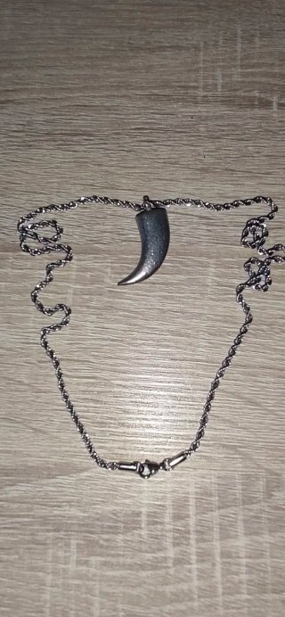 Colgante con Dije de Colmillo Plateado