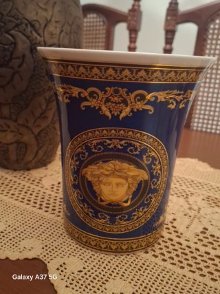 Jarrón Versace Medusa Azul y Dorado