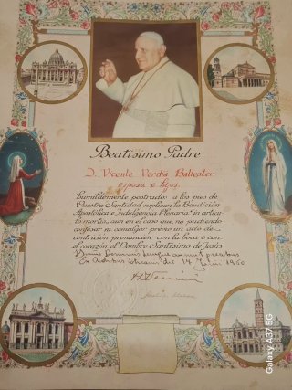 Documento Bendición Papal 1960