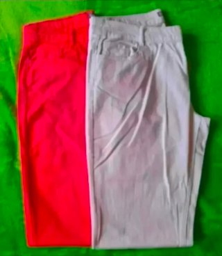 2 Pantalones mujer talla 40 salmon y blanco
