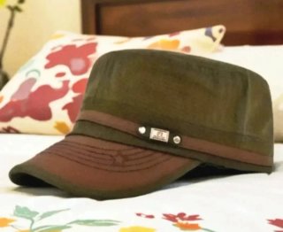 Gorra Vintage Verde Oliva Solapa Militar Marrón
